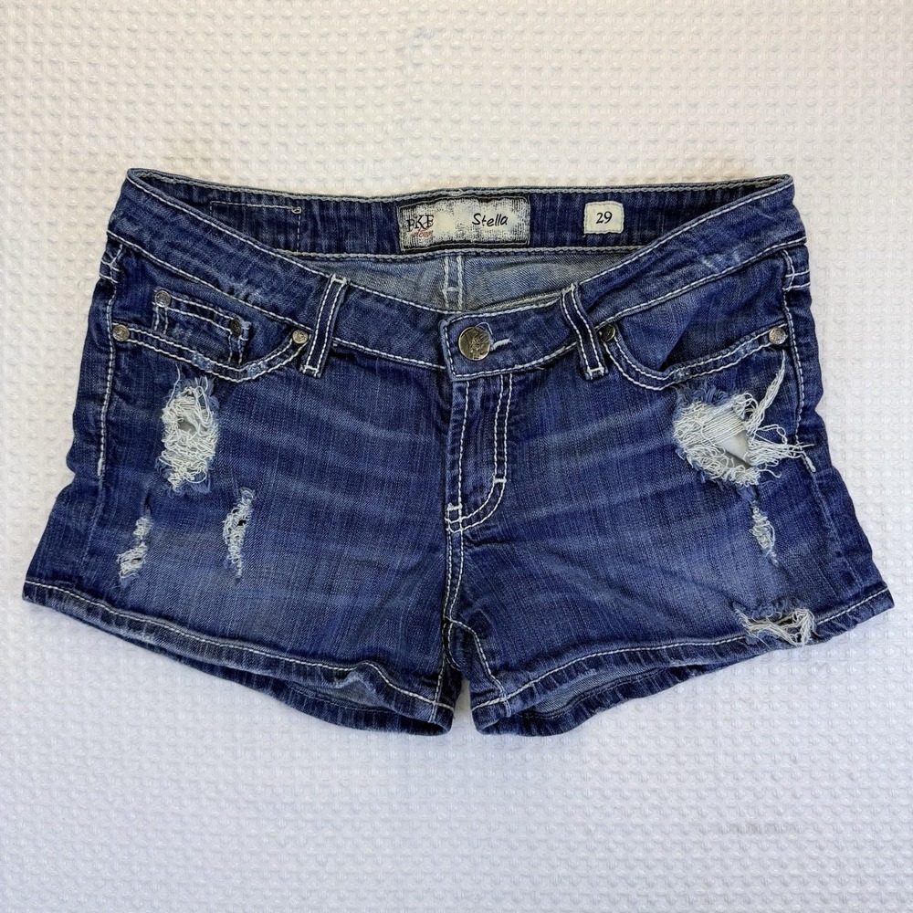 BKE The Buckle Stella Womens Blue Denim Jean Cut-off Short Distressed 29 Stretch